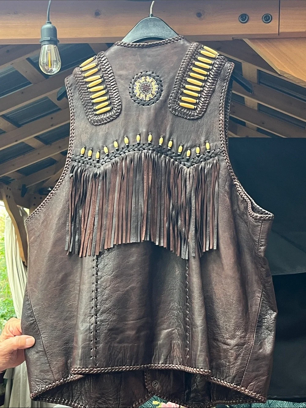 Tribe America Men's Brown Leather Vest - Brown